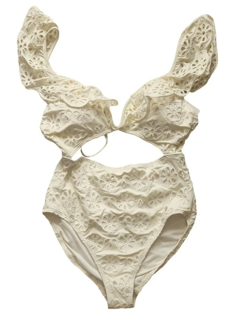 Kate Spade New‎ York Eyelet Cutout One Piece Swimsuit Ivory Large NWOT Bridal